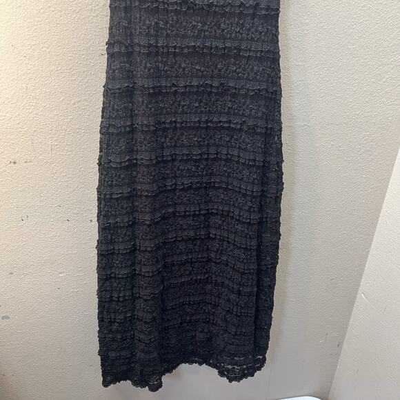 Y2K 90s Vintage Black Lace Whimsigoth Maxi Dress Bodycon Witchy Fairy Floral S-M - Picture 3 of 7